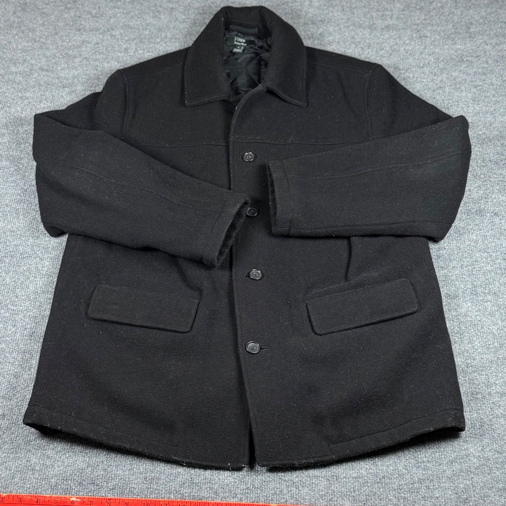 Vintage J.Crew Italian Wool XL Top Coat Quilted Liner Pea Coat Winter Minimalist
